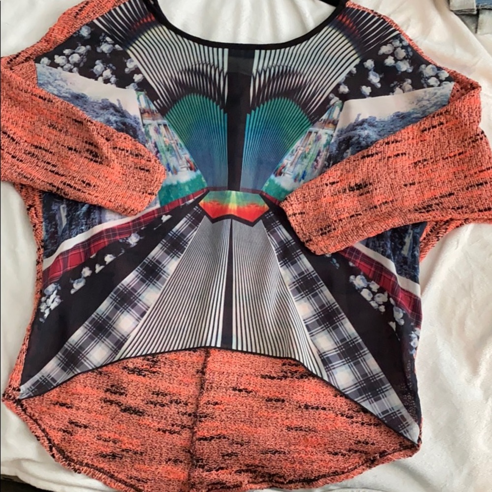 Colorful chiffon and sweater shirt